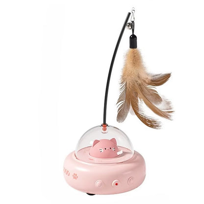 Electric UFO Cat Teaser Stick Replaceable Feather Bell Kitten Interactive Indoor Training anti Boredom Daily Pet Play Goods Kit