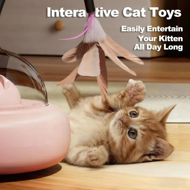 Electric UFO Cat Teaser Stick Replaceable Feather Bell Kitten Interactive Indoor Training anti Boredom Daily Pet Play Goods Kit