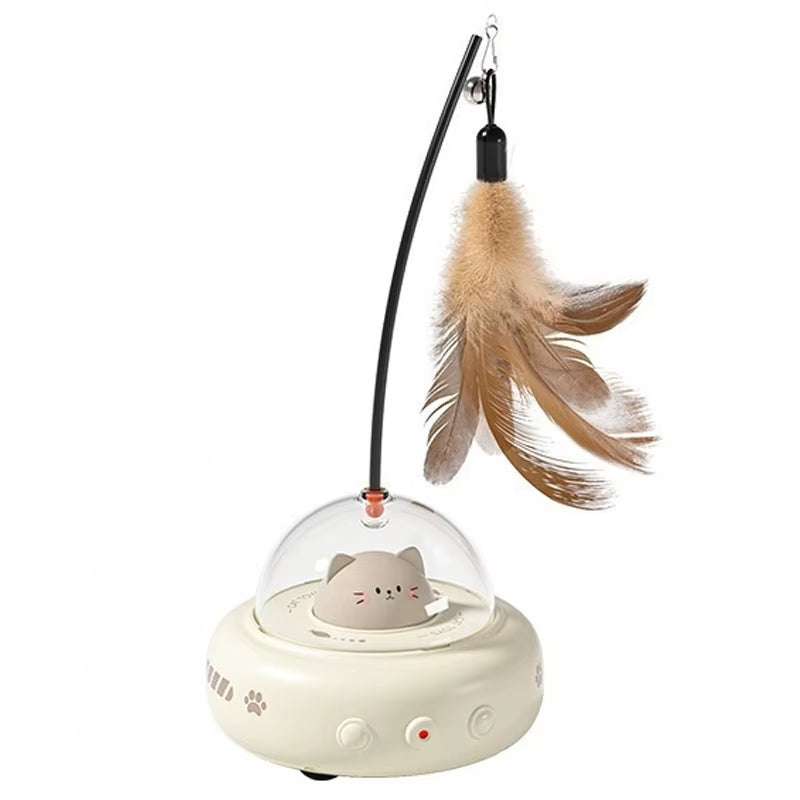 Electric UFO Cat Teaser Stick Replaceable Feather Bell Kitten Interactive Indoor Training anti Boredom Daily Pet Play Goods Kit