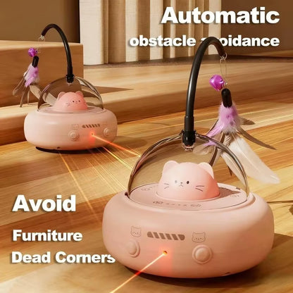Electric UFO Cat Teaser Stick Replaceable Feather Bell Kitten Interactive Indoor Training anti Boredom Daily Pet Play Goods Kit
