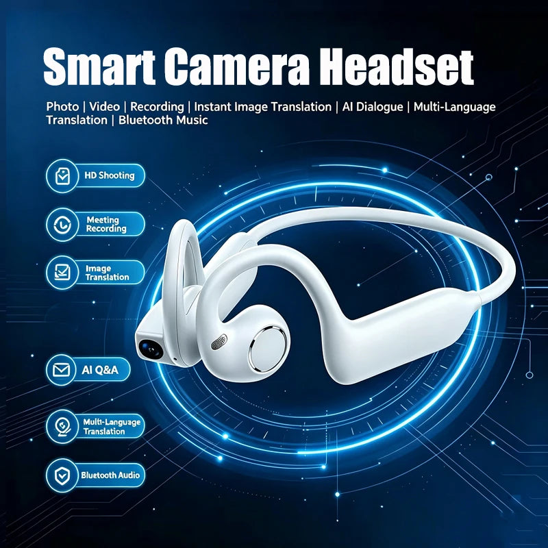 AI Smart Headphones 8MP Camera 4K HD Video Recording HIFI Riding Earphone Translation Chatgpt Bluetooth Call Headset
